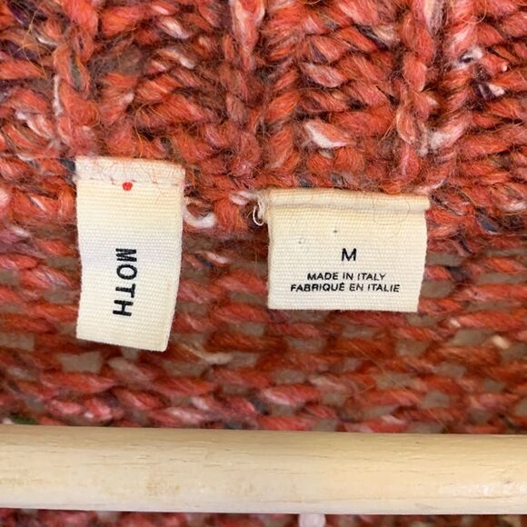 Moth Anthropologie Russet Orange Tweed Mock Cowlneck Pullover Sweater Size M - Picture 6 of 10